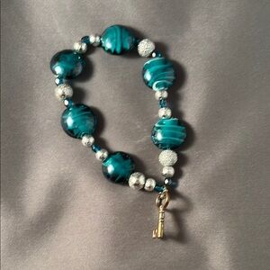 Elegant Blue and Silver Beaded Bracelet